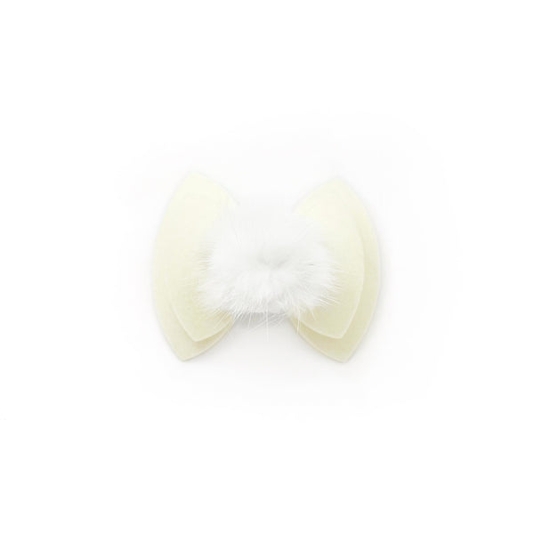 Cream Velour + Pom-Pom Johanna Pinch Bow (Copy) (Copy)