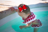 Cherry Red Ruffle Pool Bow