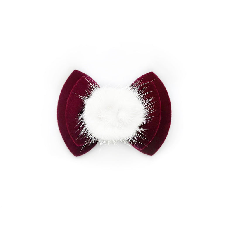 Crimson Velour + Pom-Pom Johanna Pinch Bow