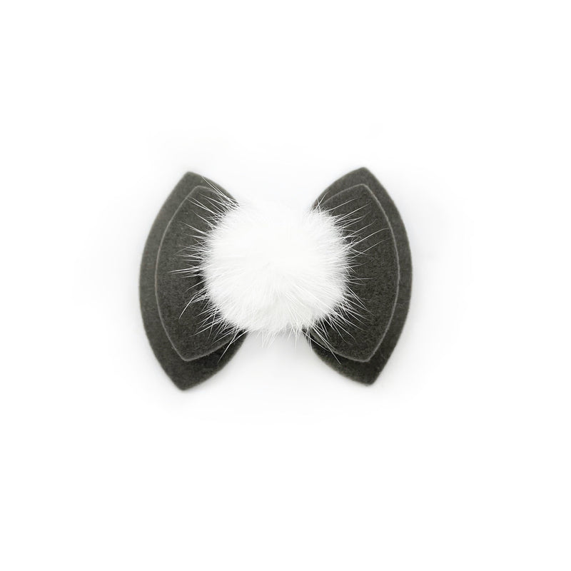 Charcoal Velour + Pom-Pom Johanna Pinch Bow