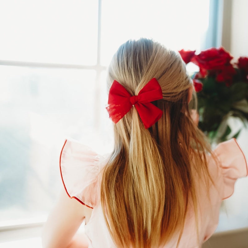 Red English Tulle Midi-Adelaide Bow